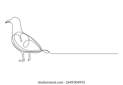 Seagull in Continuous Line Art, Line drawing of a seagull in profile, Minimalist Continuous Line Drawing of a Seagull,
