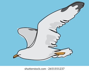 Gaivota em estilo de desenho de linha contínua.