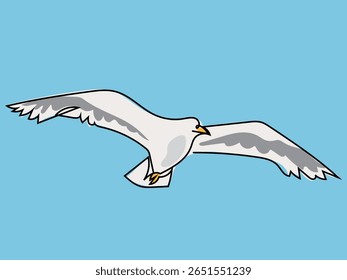 Gaivota em estilo de desenho de linha contínua.