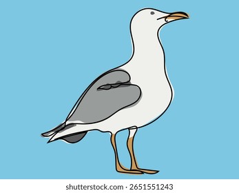 Seagull in continuous line drawing style.