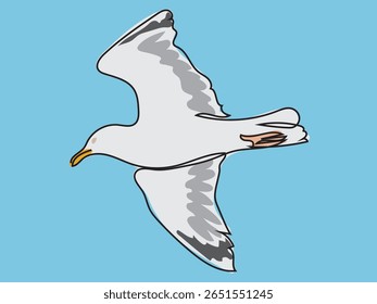 Gaivota em estilo de desenho de linha contínua.