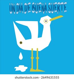 Design de gaivota com a frase "Um dia de sorte". Galiza