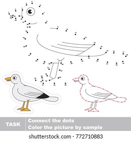 Seagull. Dot to dot educational game for kids.