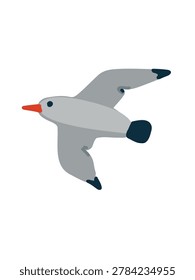 seagull in dynamic flight movement over coastal waters illustration