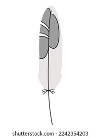 Seagull feather in doodle style. Beautiful design element.