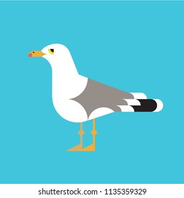 Seagull Flat Icon Animal Vector Symbol Vector. Seagull vector character color flat illustration. Seagull image