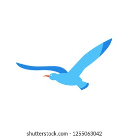 Seagull flat style design vector illustration isolated on white background travel beach icon sign.