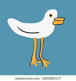 gaviota en forma plana en vector.ilustración de ave marina para el diseño de embalajes, postales, pegatinas, fondo