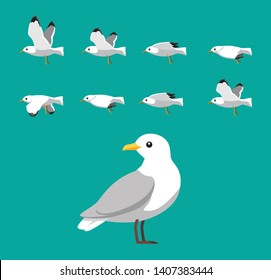 Seagull Flying Animation Sequence Cartoon Vector