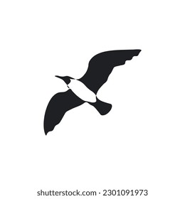 Seagull flying black silhouette vector on a white background