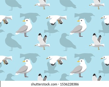 Seagull Flying Cartoon Seamless Background Wallpaper-01