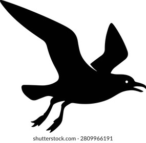 Seagull flying silhouette isolated on white background vector illustration