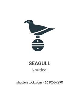 Seagull glyph icon vector on white background. Flat vector seagull icon symbol sign from modern nautical collection for mobile concept and web apps design.