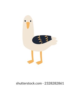 seagull hand drawn in flat style. vector illustration