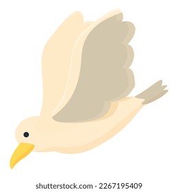 Vector de caricatura de icono del cazador de gaviotas. Ave marina. Vuelo en playa