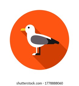 
Seagull icon in flat style isolated on white background. Sea bird. Vector illustration.