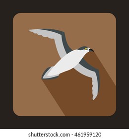 Seagull icon in flat style with long shadow. Bird symbol