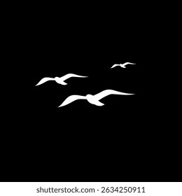Seagull icon isolated on black background