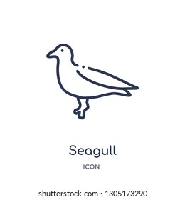 seagull icon from nautical outline collection. Thin line seagull icon isolated on white background.