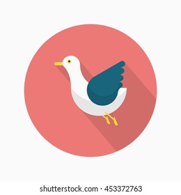 seagull icon, Vector flat long shadow design.