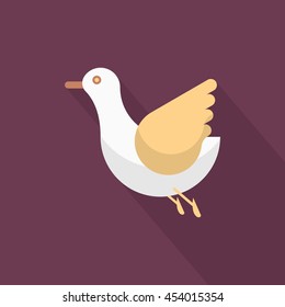 seagull icon, Vector flat long shadow design. Transport concept.