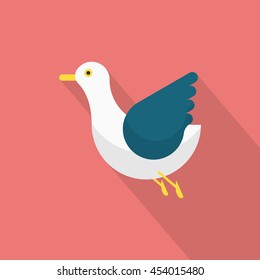 seagull icon, Vector flat long shadow design. Transport concept.