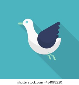 seagull icon, Vector flat long shadow design. Transport concept.