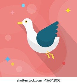 seagull icon, Vector flat long shadow design. Transport concept.
