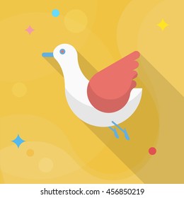 seagull icon, Vector flat long shadow design. Transport concept.