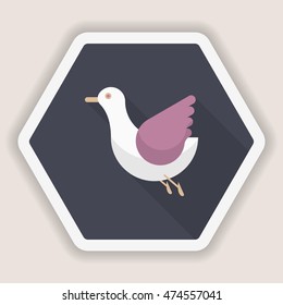 seagull icon, Vector flat long shadow design. Transport concept.