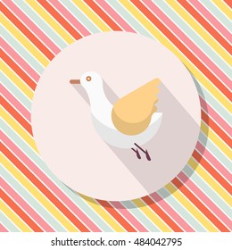 seagull icon, Vector flat long shadow design. Transport concept.
