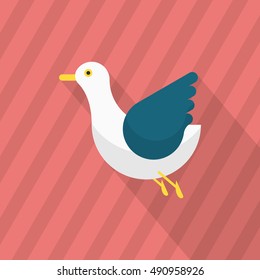 seagull icon, Vector flat long shadow design. Transport concept.
