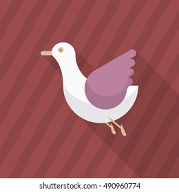 seagull icon, Vector flat long shadow design. Transport concept.