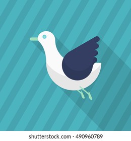 seagull icon, Vector flat long shadow design. Transport concept.