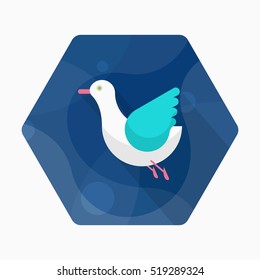 seagull icon, Vector flat long shadow design. Transport concept.