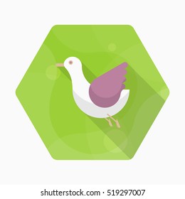 seagull icon, Vector flat long shadow design. Transport concept.