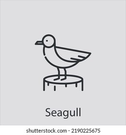 seagull icon vector icon.Editable stroke.linear style sign for use web design and mobile apps,logo.Symbol illustration.Pixel vector graphics - Vector