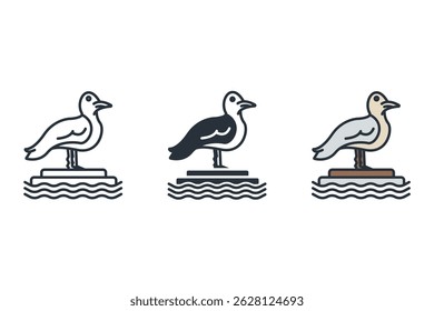 Seagull icons isolated on White Background. Flat style design