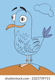 Seagull illustration image. 
Hand drawn image artwork of a seagull. 
Simple cute original logo.
Hand drawn vector illustration for posters, cards, t-shirts.