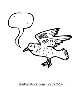 seagull illustration with speech bubble