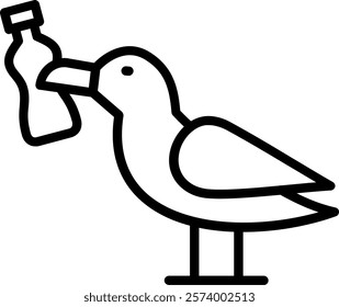 Seagull Line Vector Icon Design