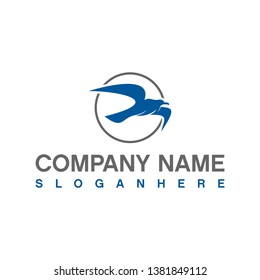 seagull logo abstract blue animal vector for nautical or business company design template