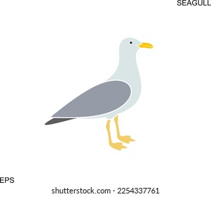 Seagull logo. Isolated seagull on white background. Bird