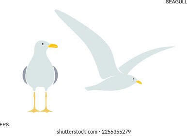 Seagull logo. Isolated seagull on white background. Bird