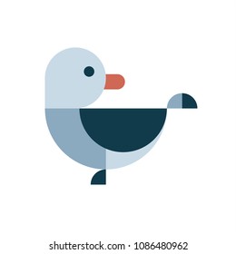 Seagull logo minimal flat design style graphic sign vector illustration