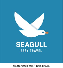 Seagull logo minimal flat design style graphic sign vector illustration