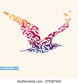 Seagull made of seagulls. Silhouette.