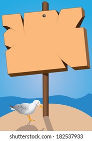 seagull and marine signboard