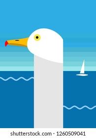Seagull on the background of the sea