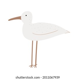 seagull on a white background. print with cute bird.